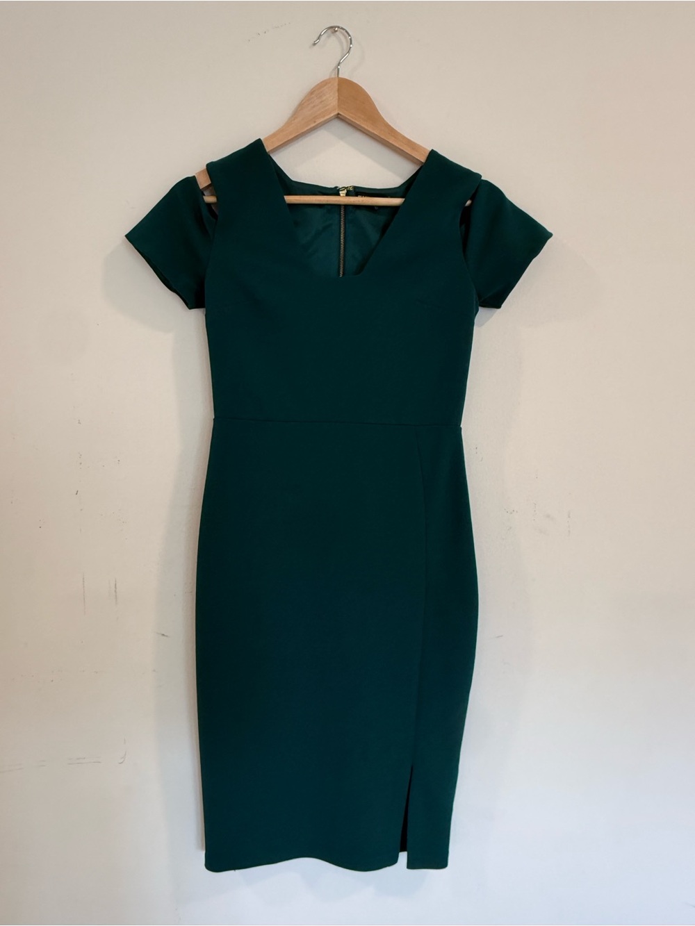 Express Teal Green Cold-Shoulder Midi Dress